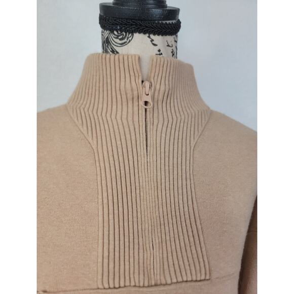 LUNYA Sweater Womens Sz Small Tan Crop Cozy Cotton Silk Pullover - Picture 3 of 11